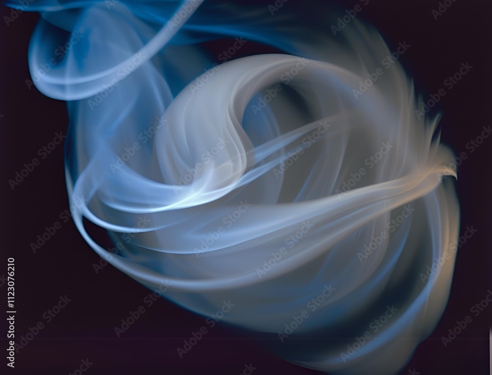 Fototapeta premium Abstract blue neon light trails on black background