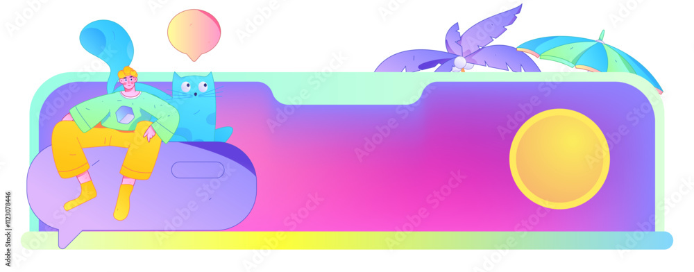 Fototapeta premium Virtual characters social communication concept business flat vector hand drawn illustration 