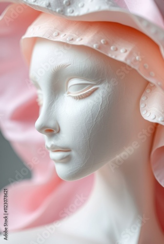 Sculpted Beauty in Soft Pastels with Gentle Lighting