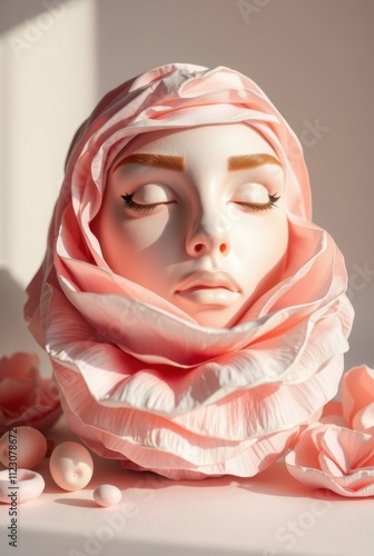 Elegant Pastel Beauty with Gentle Lighting Effects