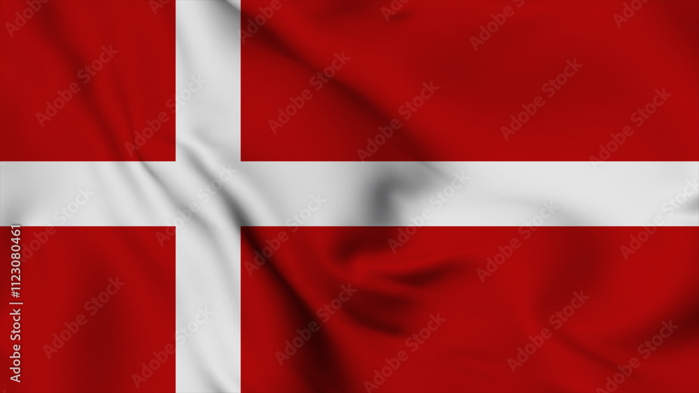 Fototapeta premium Denmark Realistic waving flag background. Denmark Independence Day flag icon. Seamless looping animation render image. Waving colorful realistic my country flag graphics photos.