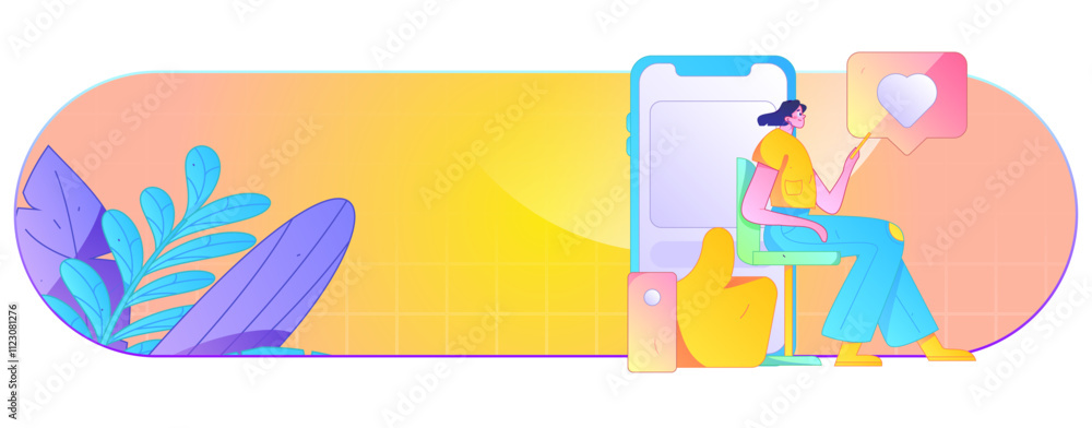 Fototapeta premium Virtual characters social communication concept business flat vector hand drawn illustration 