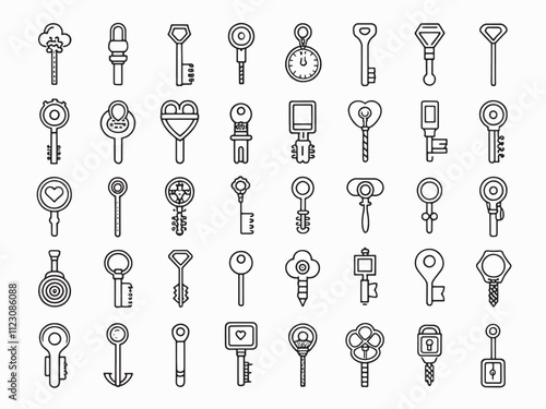 Key Line Art Icon Enhances Visual Communication Effectively