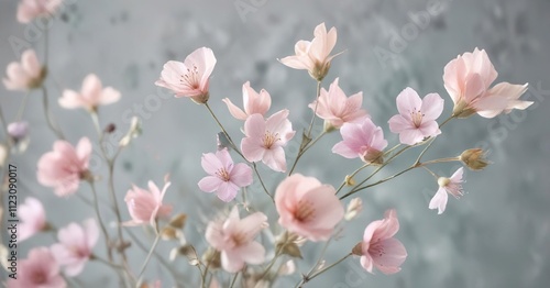 Wallpaper Mural Delicate watercolor petals and stems in soft pastels, nature-inspired art, gentle hues Torontodigital.ca