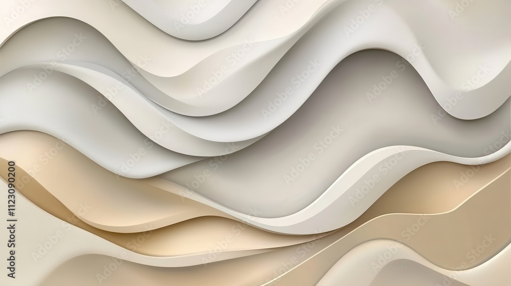 Obraz premium Abstract beige and white wavy background.