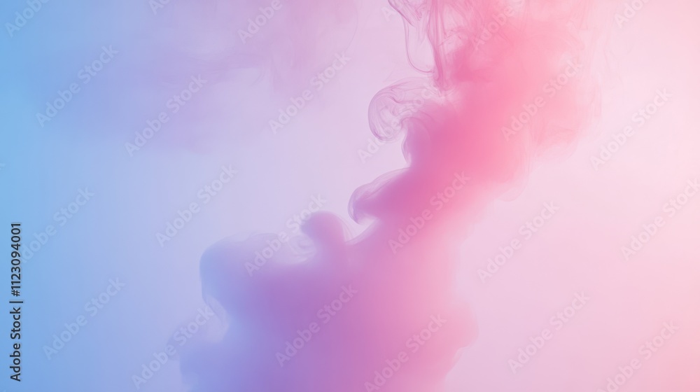 Obraz premium Abstract pastel pink and blue smoke swirls on a light background.