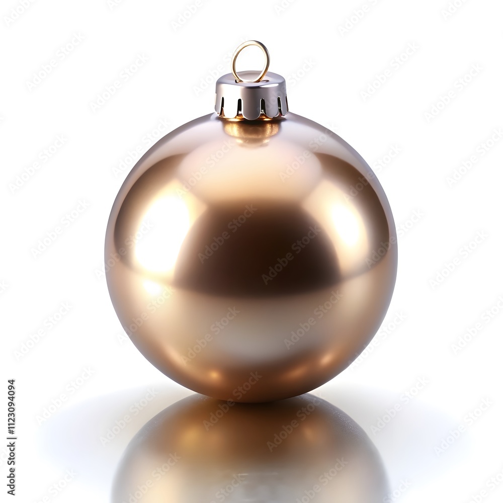 A shiny Christmas ornament with a metallic finish, isolated on a white background, symbolizing holiday cheer, festive decoration, and the elegance of seasonal Christmas and New Year celebrations A shiny Christmas ornament with a metallic finish, isolated on a white background, symbolizing holiday cheer, festive decoration, and the elegance of seasonal Christmas and New Year celebrations
