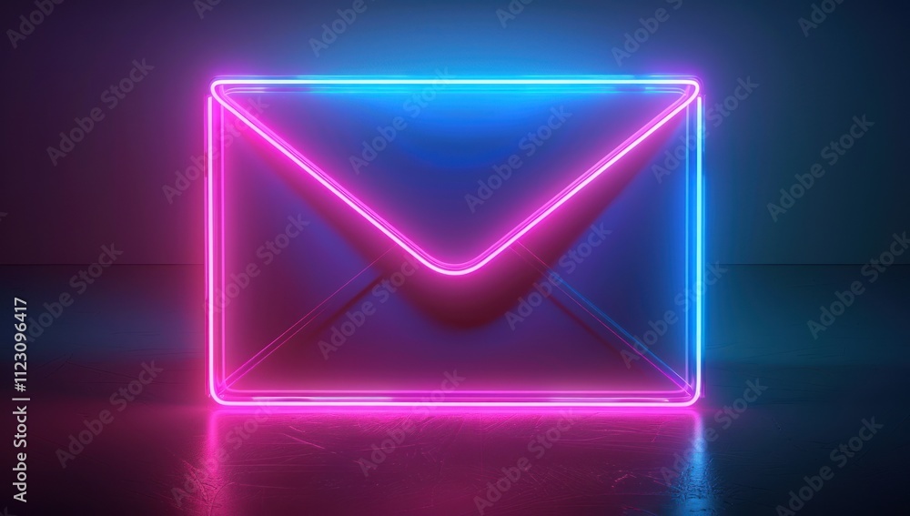 Fototapeta premium Neon Envelope Symbol in Pink and Blue