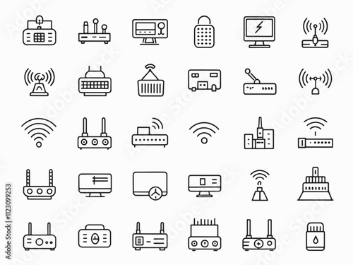 Modem Line Art for Digital Connectivity Illustrations