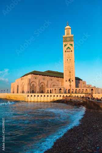 Hassan II Mosque, a mosque in Casablanca, Morocco. It is the largest functioning mosque in Africa and is the 7th largest in the world. photo