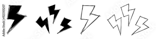 doodle hand drawing lightning bolt sketch thunder