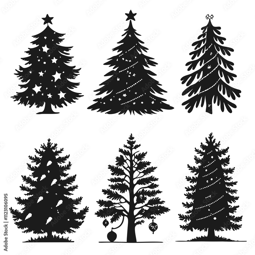 Obraz premium christmas trees set
