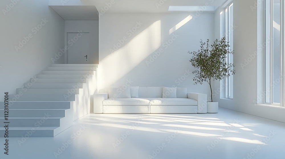 Fototapeta premium Minimalist White Apartment Interior