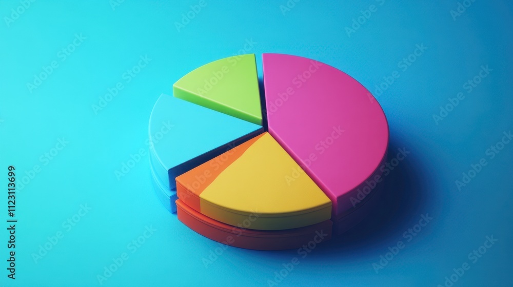 Fototapeta premium Colorful Pie Chart Model on Blue Background for Business Analysis