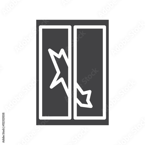 Broken window icon Simple thin line flat symbol