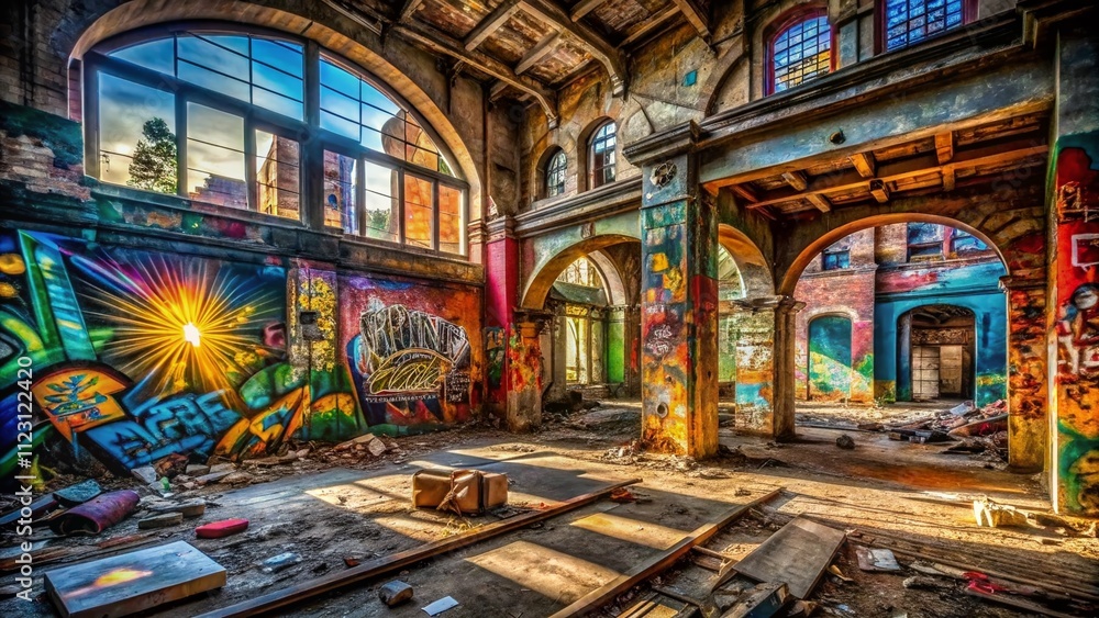 Obraz premium Urban Exploration Photography: Discovering the Hidden Symbols of a City’s Untold Stories Through Abandoned Places and Urban Artistry