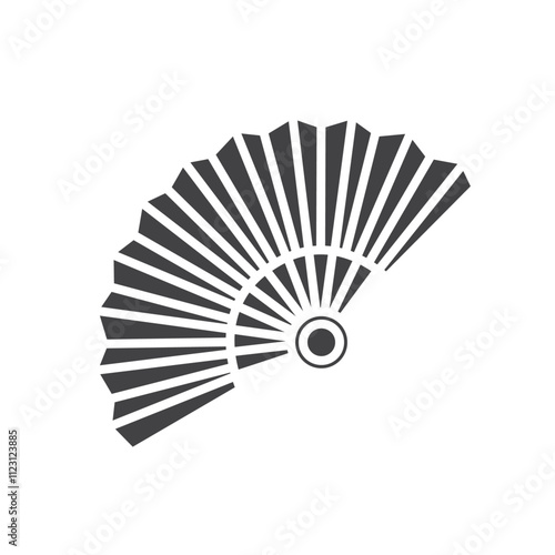 Hand fan icon Simple thin line flat symbol