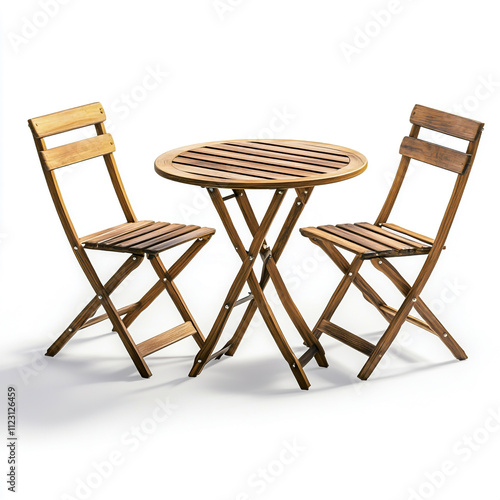 Garden table and chairs isolated on white background. photo