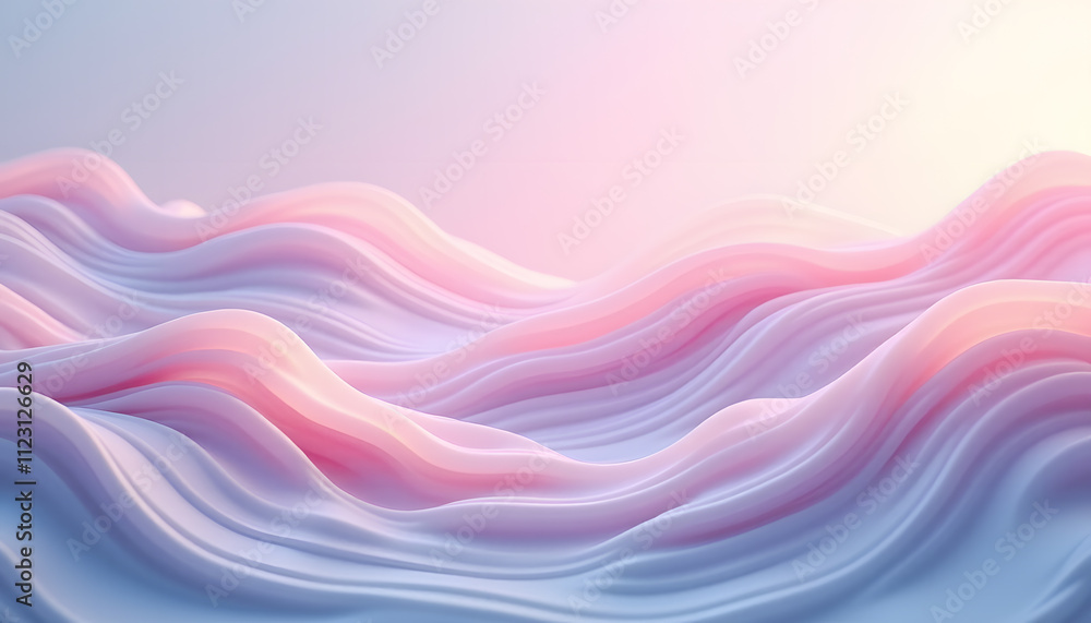 Fototapeta premium Flowing Mindfulness Waves with Gentle Pastels for Meditation Apps