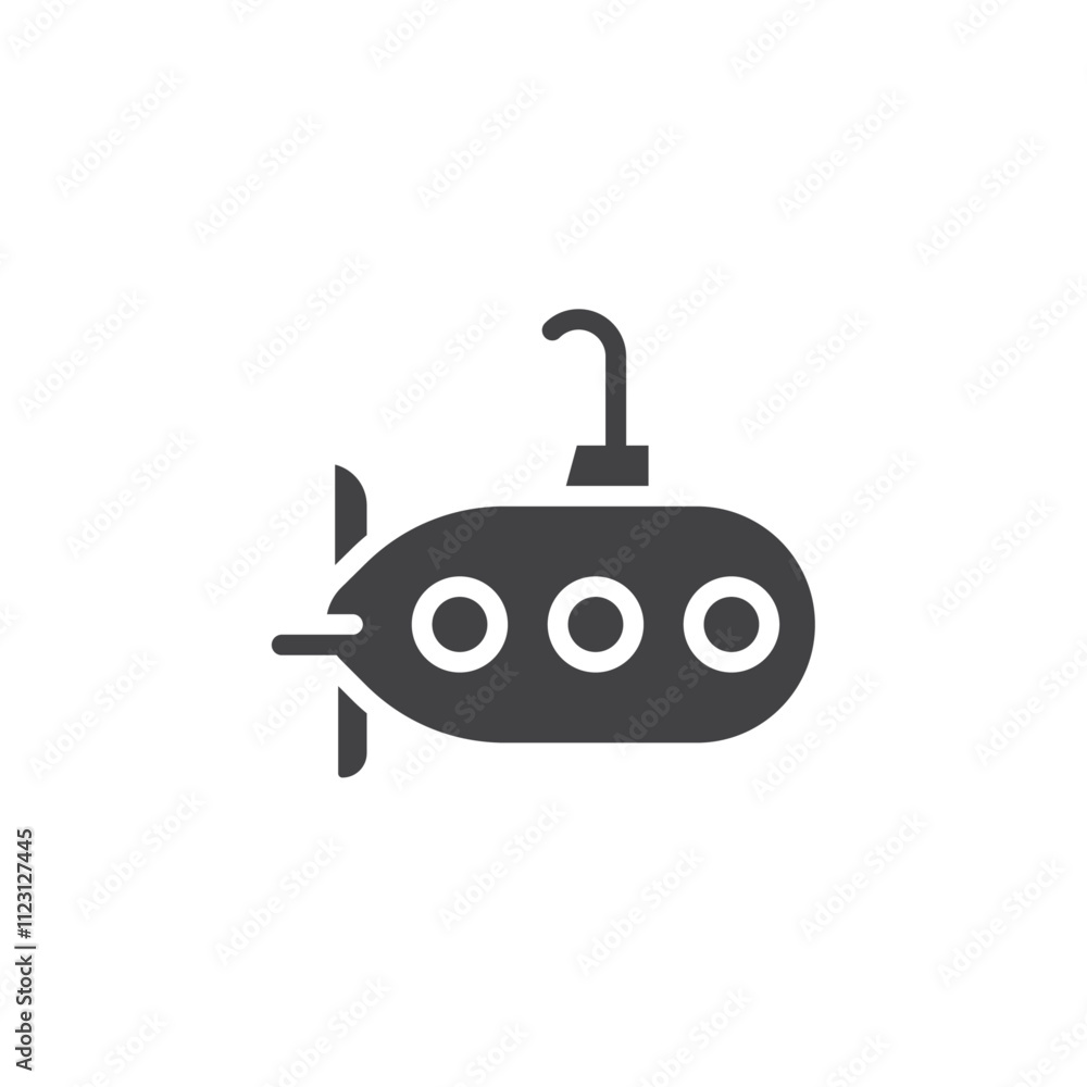 Fototapeta premium Submarine icon Simple thin line flat symbol