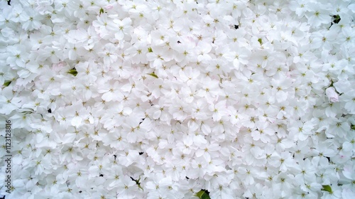 A dense cluster of delicate white flowers in full bloom, creating a serene and natural background, AI