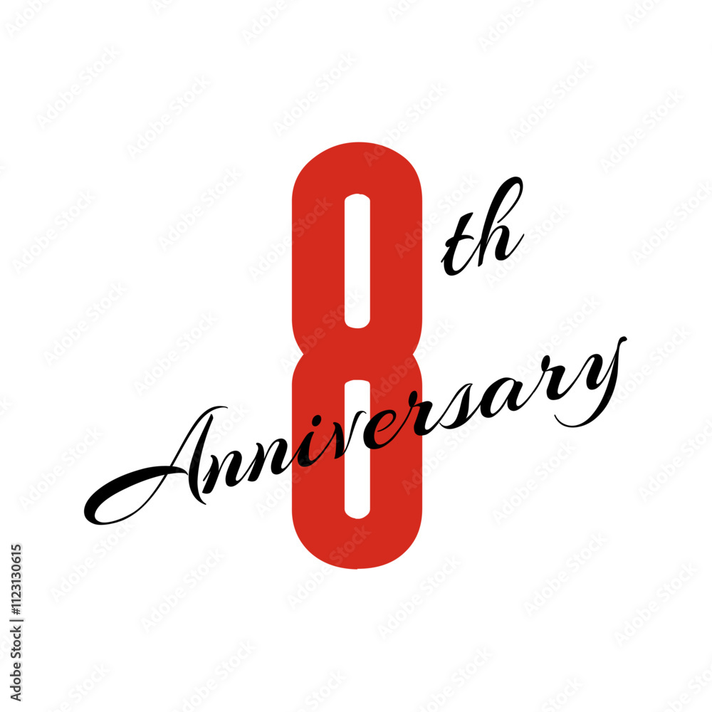 8th anniversary celebration label, eight years jubilee card vector ...
