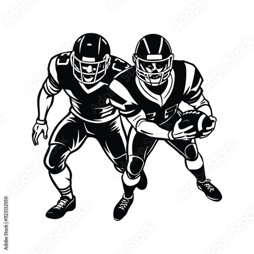 american football player running with ball cartoon illustration