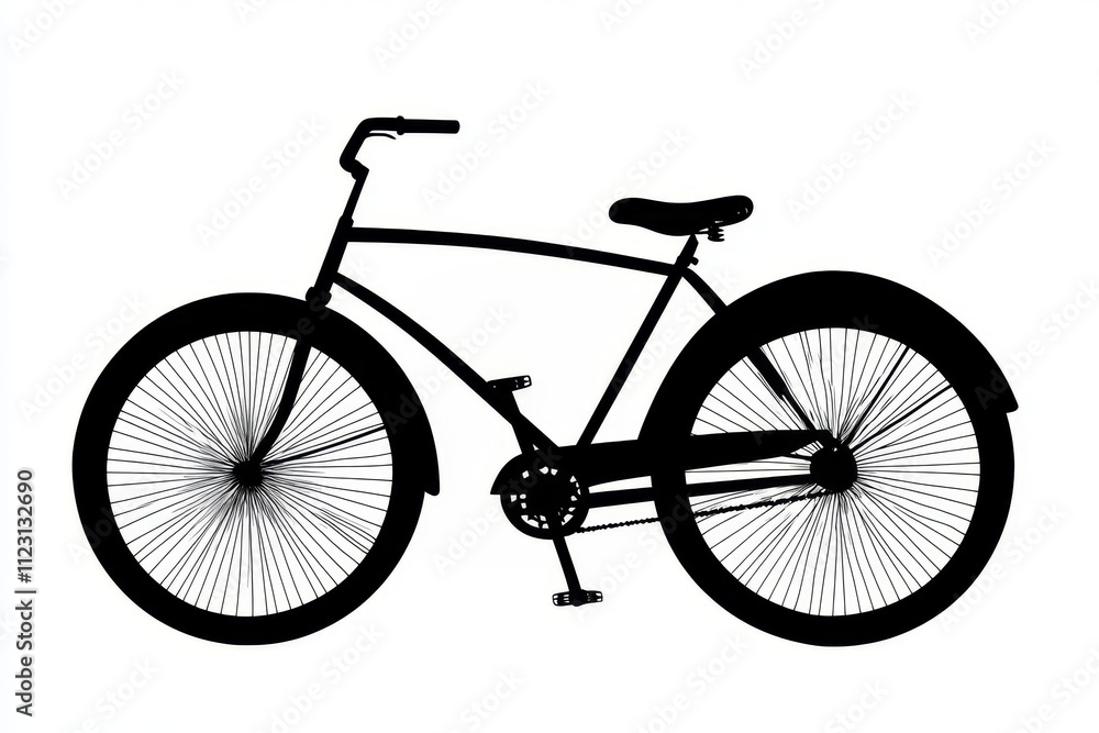Black silhouette of a classic bicycle on a white background. Black silhouette of a classic bicycle on a white background.