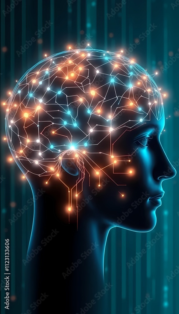 Obraz premium AI Neural Network Head