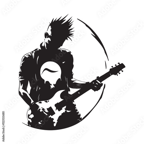 Rock  Punk Musician logo image vector. Punk Rock Stock Vector Illustration. isolated on white background.