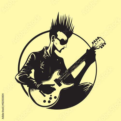 Rock  Punk Musician logo image vector. Punk Rock Stock Vector Illustration. isolated on white background.