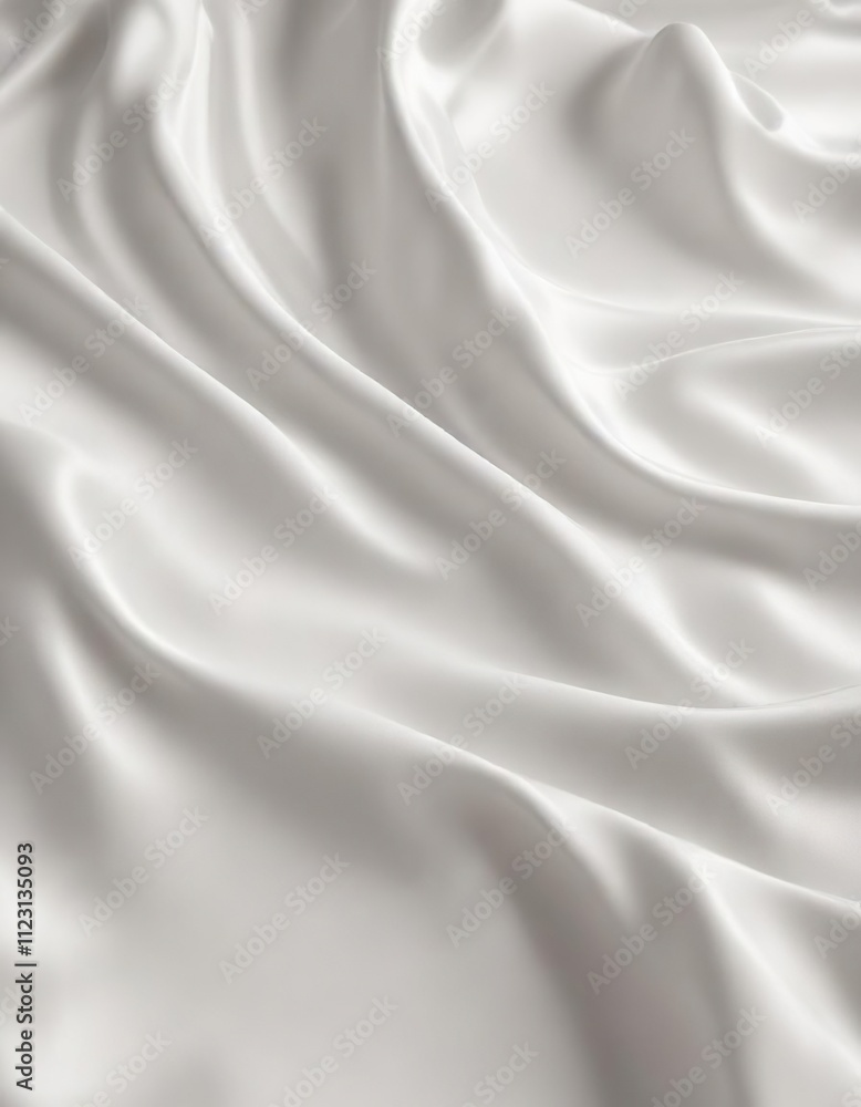 Fototapeta premium Soft white satin background with elegant waves, fabric, white, background, satin
