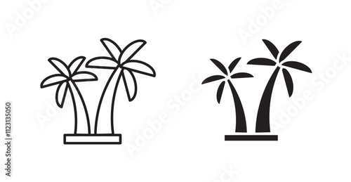 Palm tree flat simple vector symbols illustration.