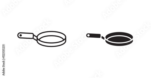 Frying pan flat simple vector symbols illustration.