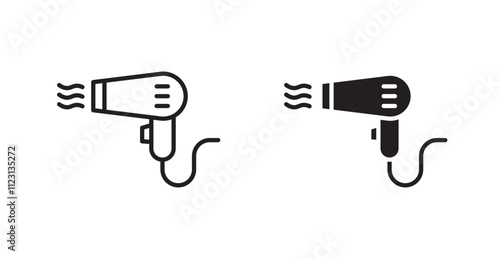 Hair dryer flat simple vector symbols illustration.