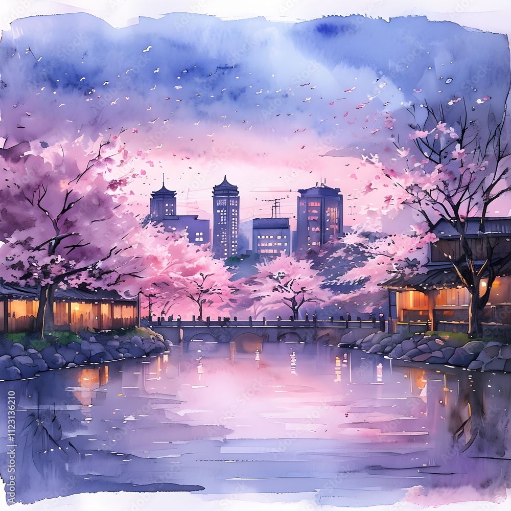 Obraz premium Whispering Waters and Sakura at Kyoto's Maruyama Park