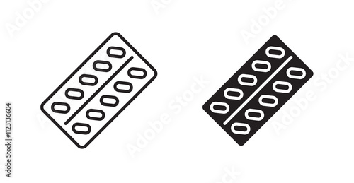 Pill blister pack flat simple vector symbols illustration.