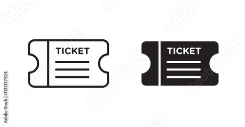 Event ticket flat simple vector symbols illustration.