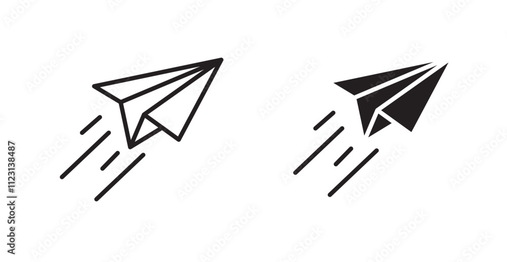 Paper plane flat simple vector symbols illustration. Paper plane flat simple vector symbols illustration.