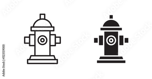Fire hydrant flat simple vector symbols illustration.
