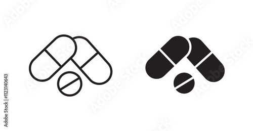 Pills flat simple vector symbols illustration.