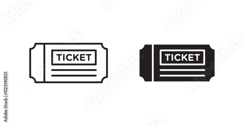 Ticket flat simple vector symbols illustration.