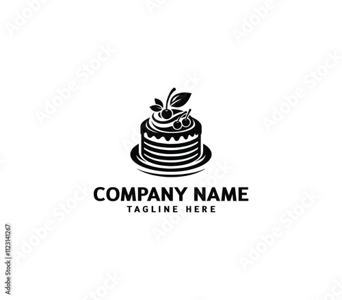 Vector abstract cake logo design. Birthday cake logo. Sweet cake logo. Cake bakery logo. Cake shop