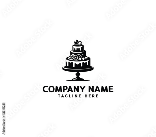 Vector abstract cake logo design. Birthday cake logo. Sweet cake logo. Cake bakery logo. Cake shop