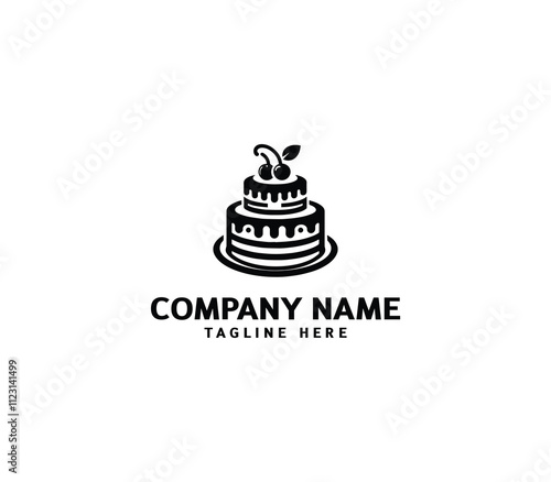 Vector abstract cake logo design. Birthday cake logo. Sweet cake logo. Cake bakery logo. Cake shop