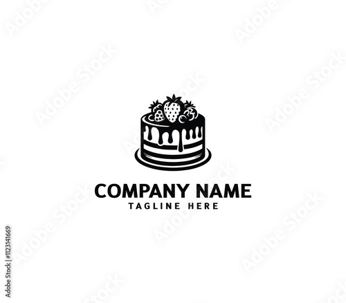 Vector abstract cake logo design. Birthday cake logo. Sweet cake logo. Cake bakery logo. Cake shop