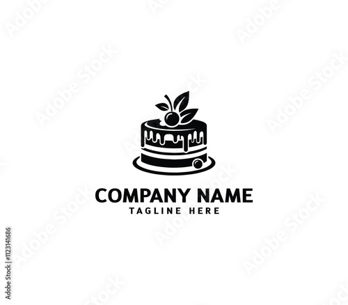 Vector abstract cake logo design. Birthday cake logo. Sweet cake logo. Cake bakery logo. Cake shop