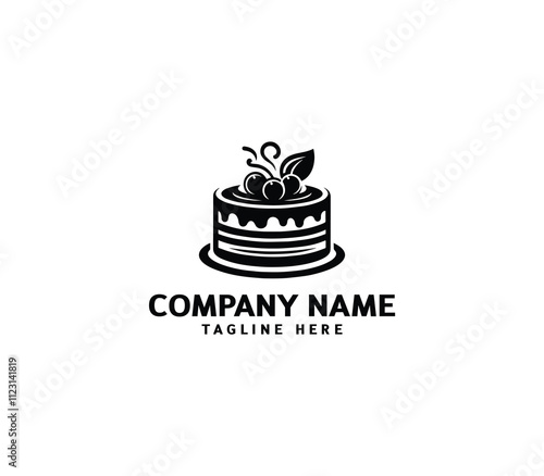 Vector abstract cake logo design. Birthday cake logo. Sweet cake logo. Cake bakery logo. Cake shop