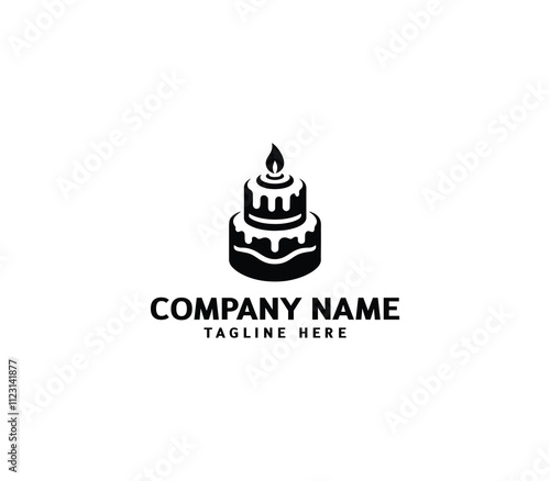 Vector abstract cake logo design. Birthday cake logo. Sweet cake logo. Cake bakery logo. Cake shop