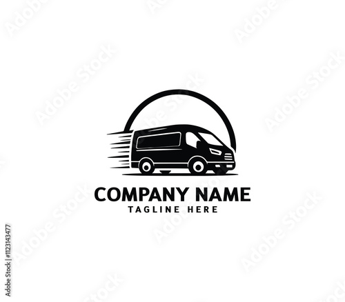 Delivery van logo design template. Travel van logo. Shipping service logo symbol. Fast speed van logo